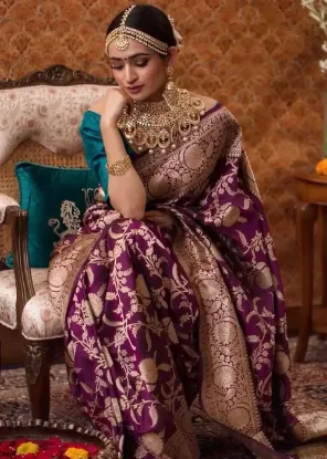 Picture of Bridal Saree with Contrast Blouse