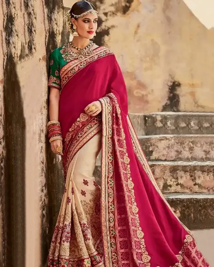 Picture of Bridal Saree with Contrast Blouse