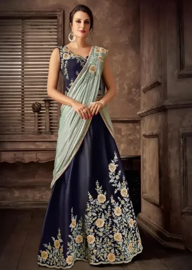 Picture of Gorgeous Embroidered Lehenga Saree